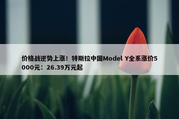 价格战逆势上涨！特斯拉中国Model Y全系涨价5000元：26.39万元起